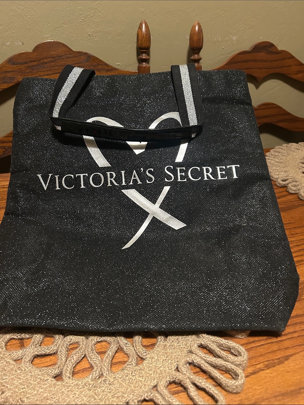 Victoria's Secret Black and White Heart Logo Tote